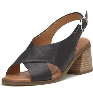 Lucky Brand Black Leather Block Heel Sandals